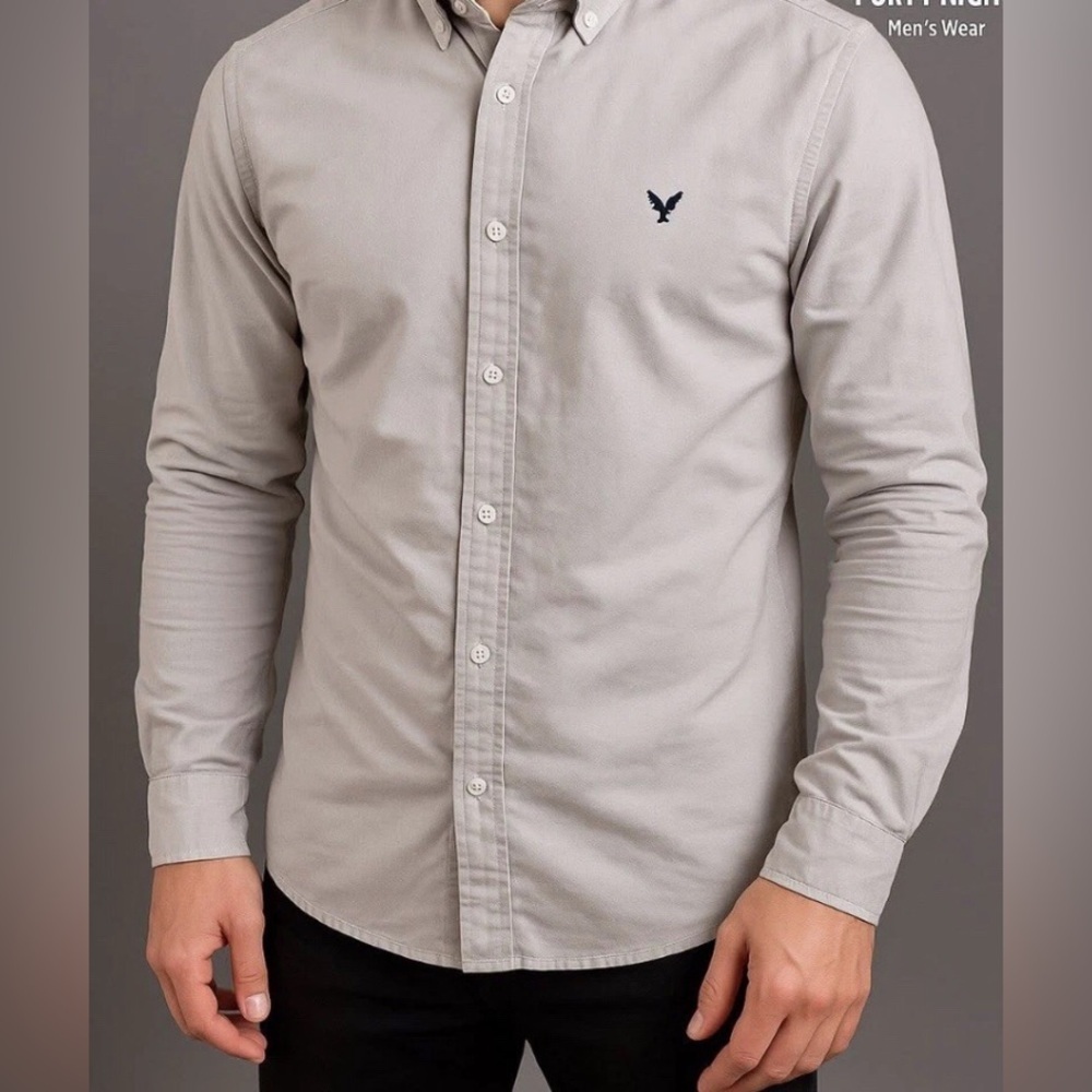 American Eagle Gray Button-Down Shirt XL